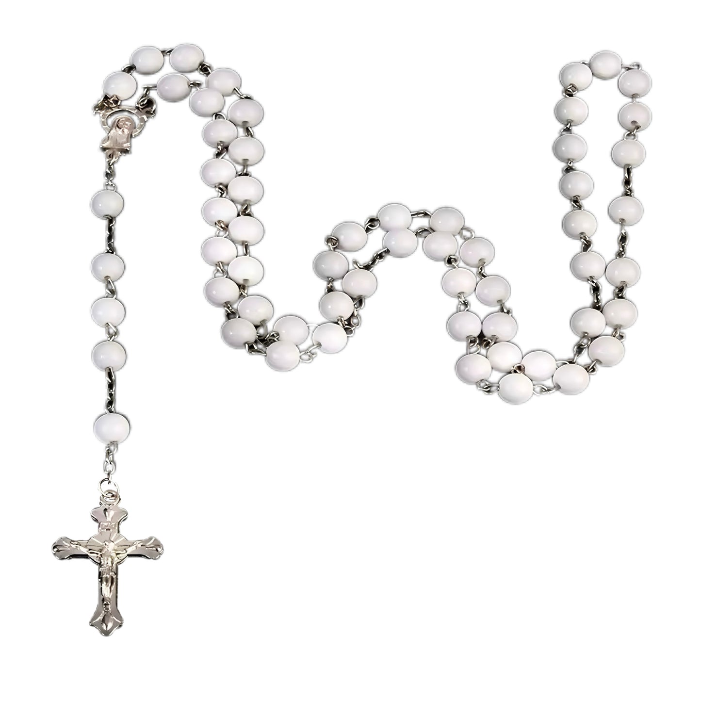 White Rosary Necklace